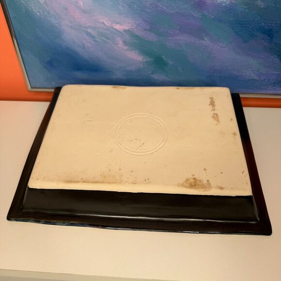 Bill Campbell Crystaline Glaze Serving Tray Signed Studio Pottery Rectangular - Picture 9 of 13